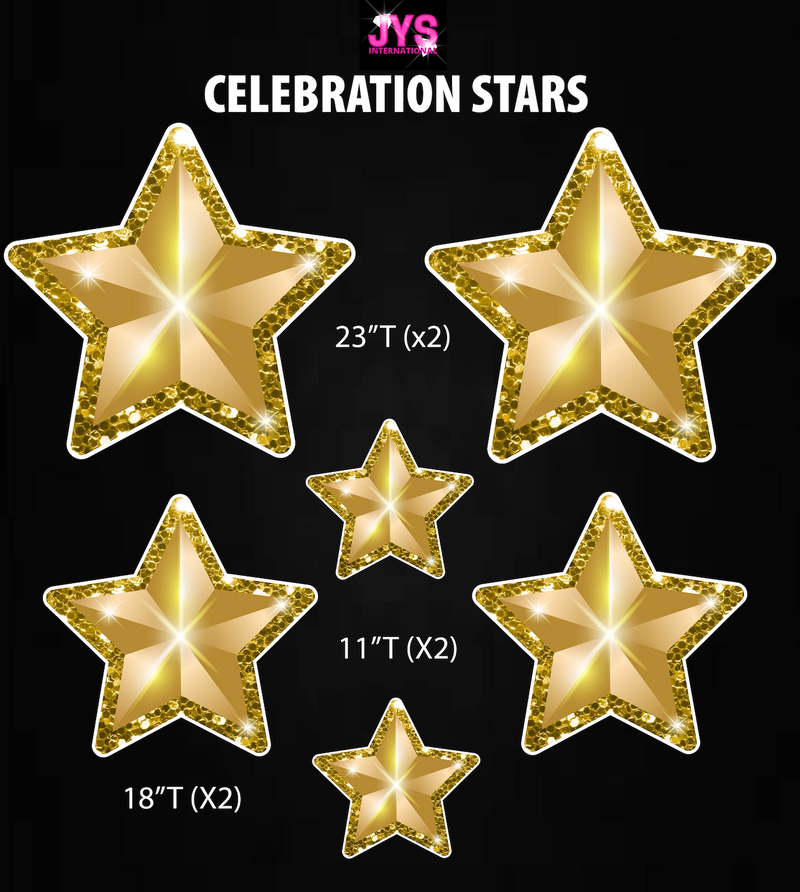 GOLD CELEBRATION STARS: HALF SHEET - Yard Card Signs by JYS International