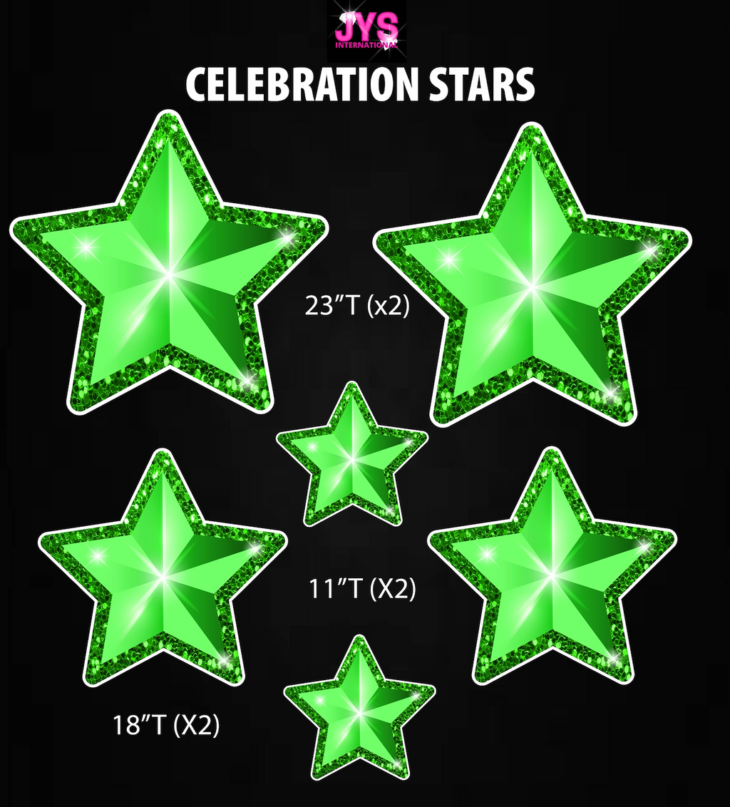 GREEN CELEBRATION STARS: HALF SHEET - Yard Card Signs by JYS International