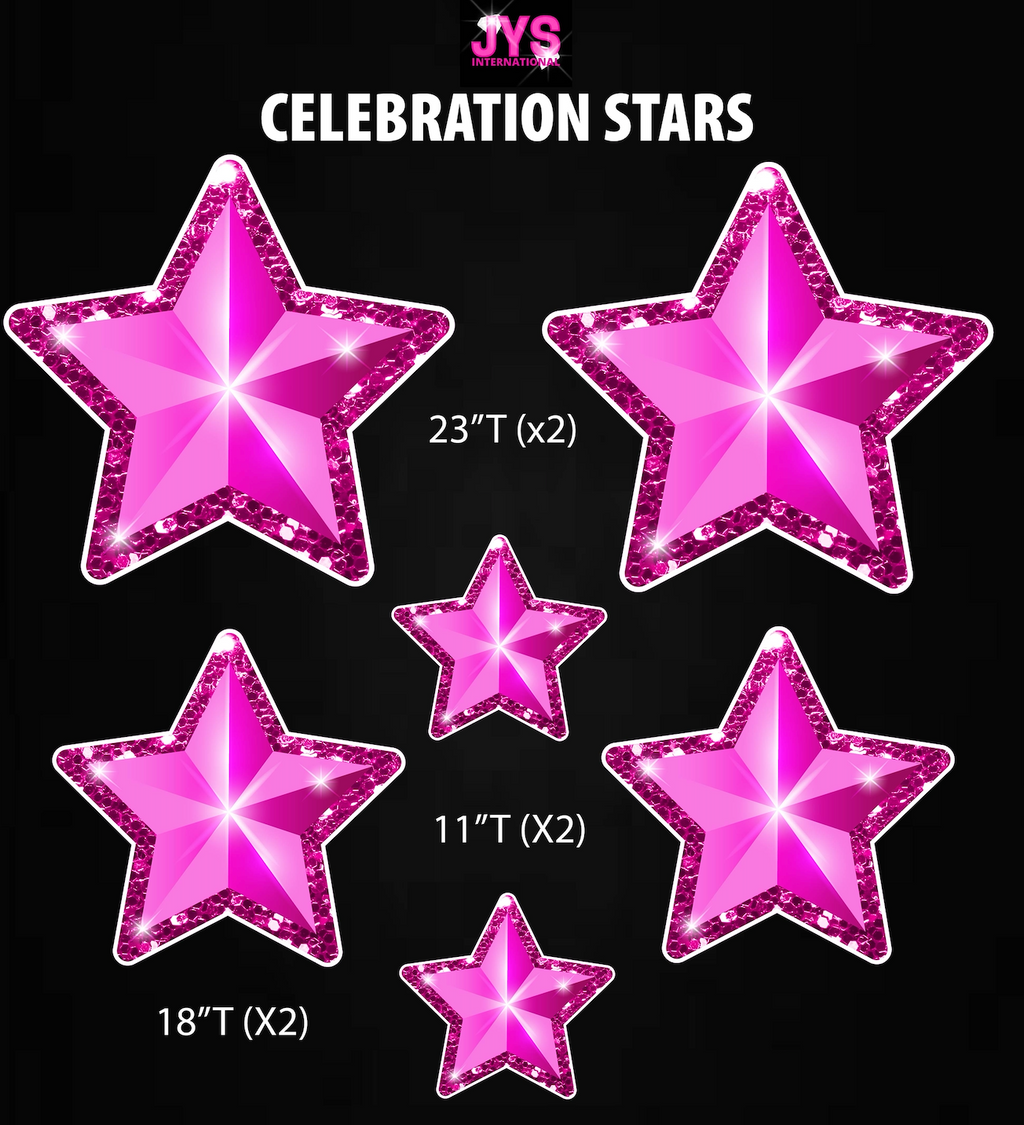 PINK CELEBRATION STARS: HALF SHEET - Yard Card Signs by JYS International