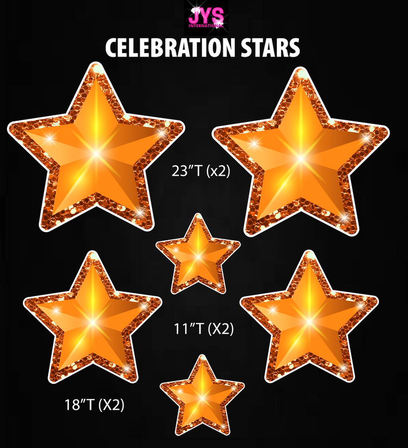 ORANGE CELEBRATION STARS: HALF SHEET - Yard Card Signs by JYS International