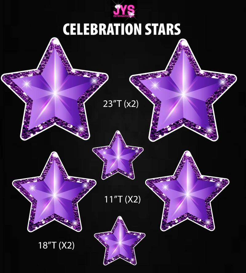 PURPLE CELEBRATION STARS: HALF SHEET - Yard Card Signs by JYS International