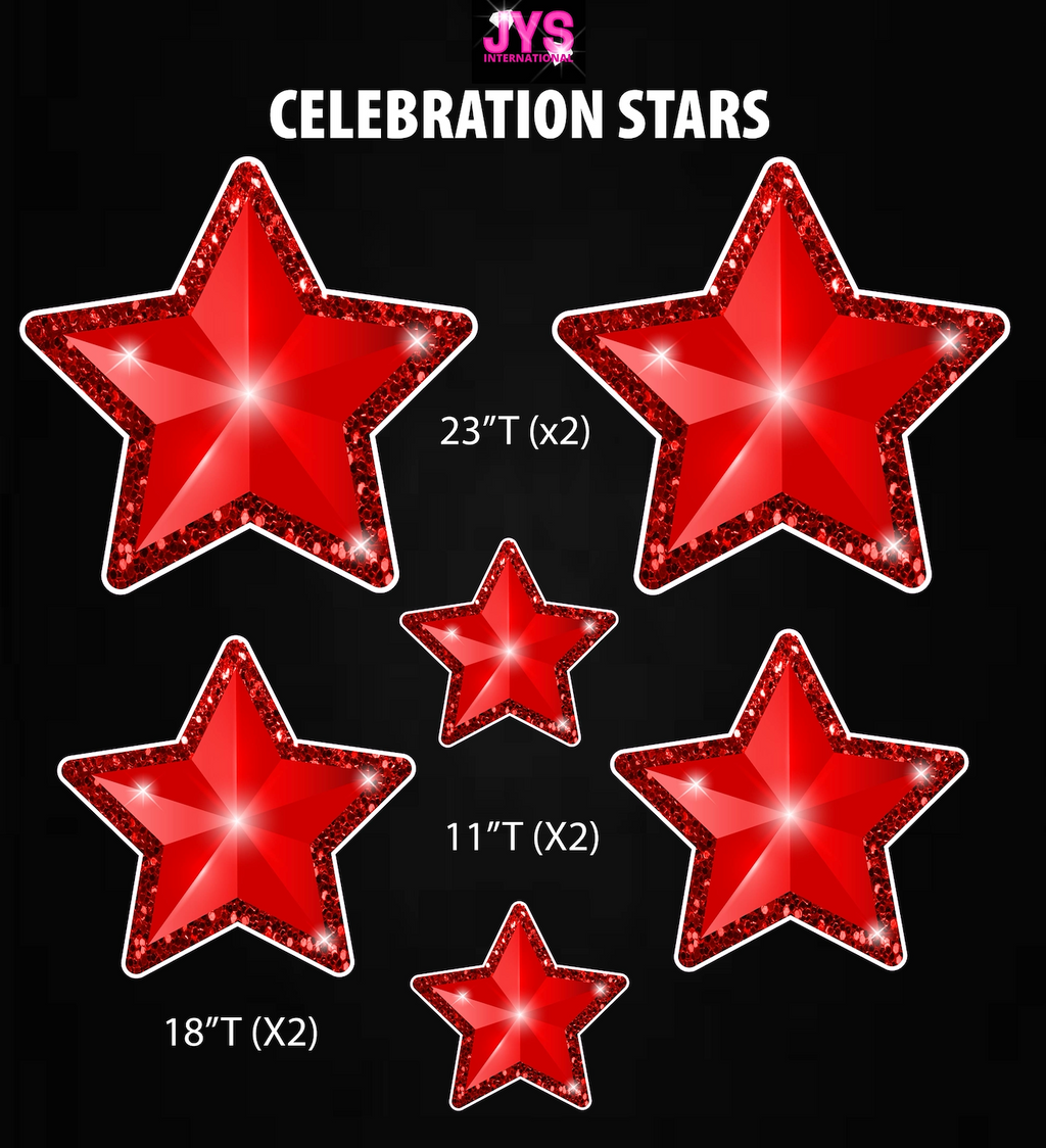 RED CELEBRATION STARS: HALF SHEET - Yard Card Signs by JYS International