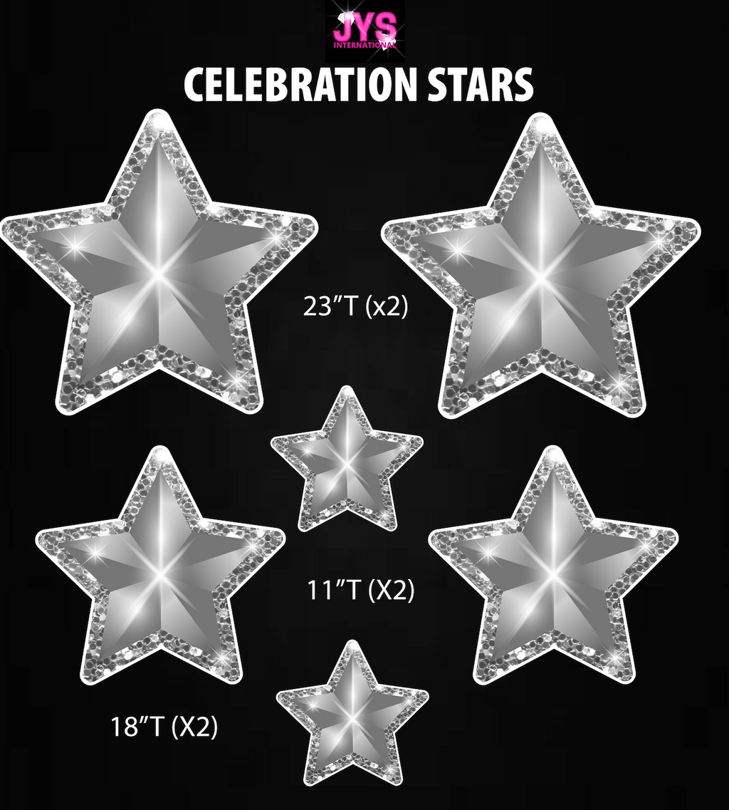 SILVER CELEBRATION STARS: HALF SHEET - Yard Card Signs by JYS International