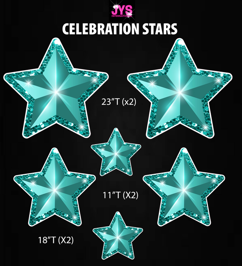 TEAL CELEBRATION STARS: HALF SHEET - Yard Card Signs by JYS International