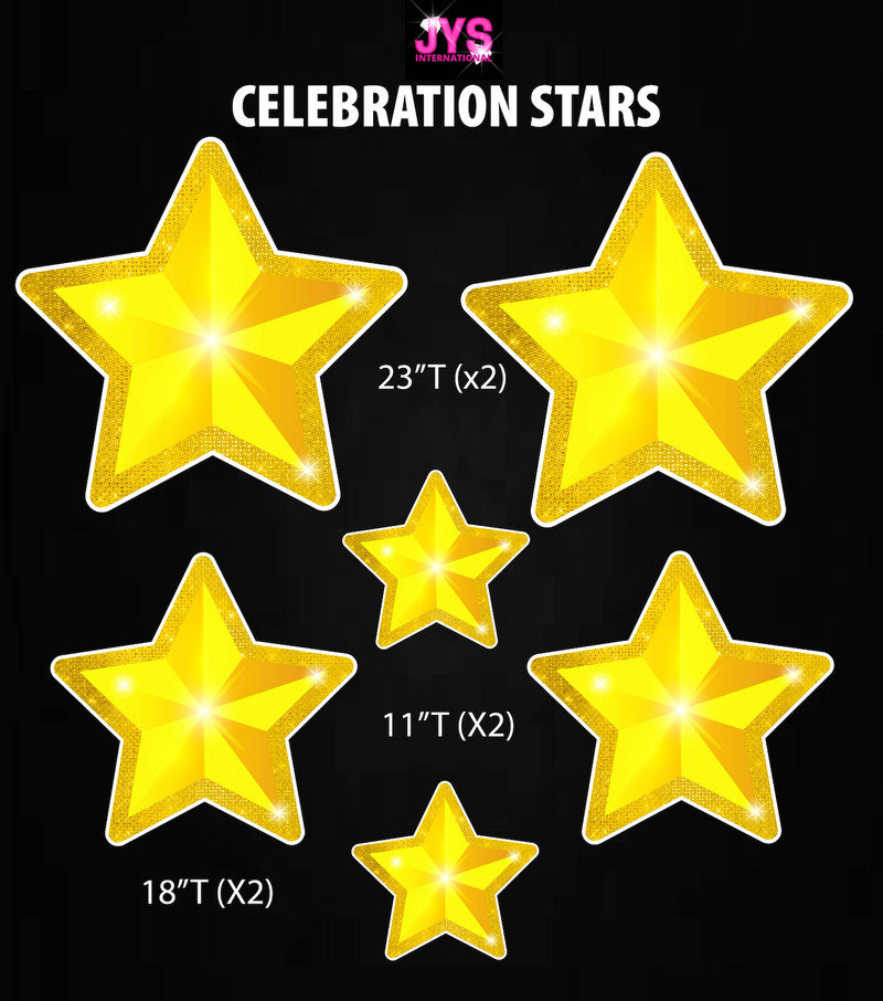 YELLOW CELEBRATION STARS: HALF SHEET - Yard Card Signs by JYS International