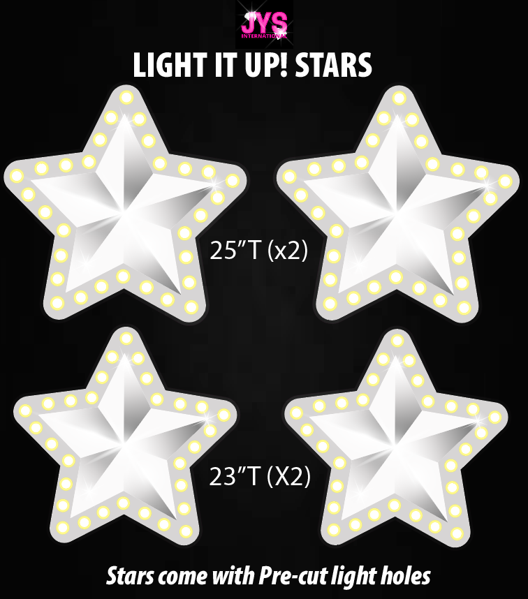 LIGHT IT UP! WHITE STARS: HALF SHEET - Yard Card Signs by JYS International