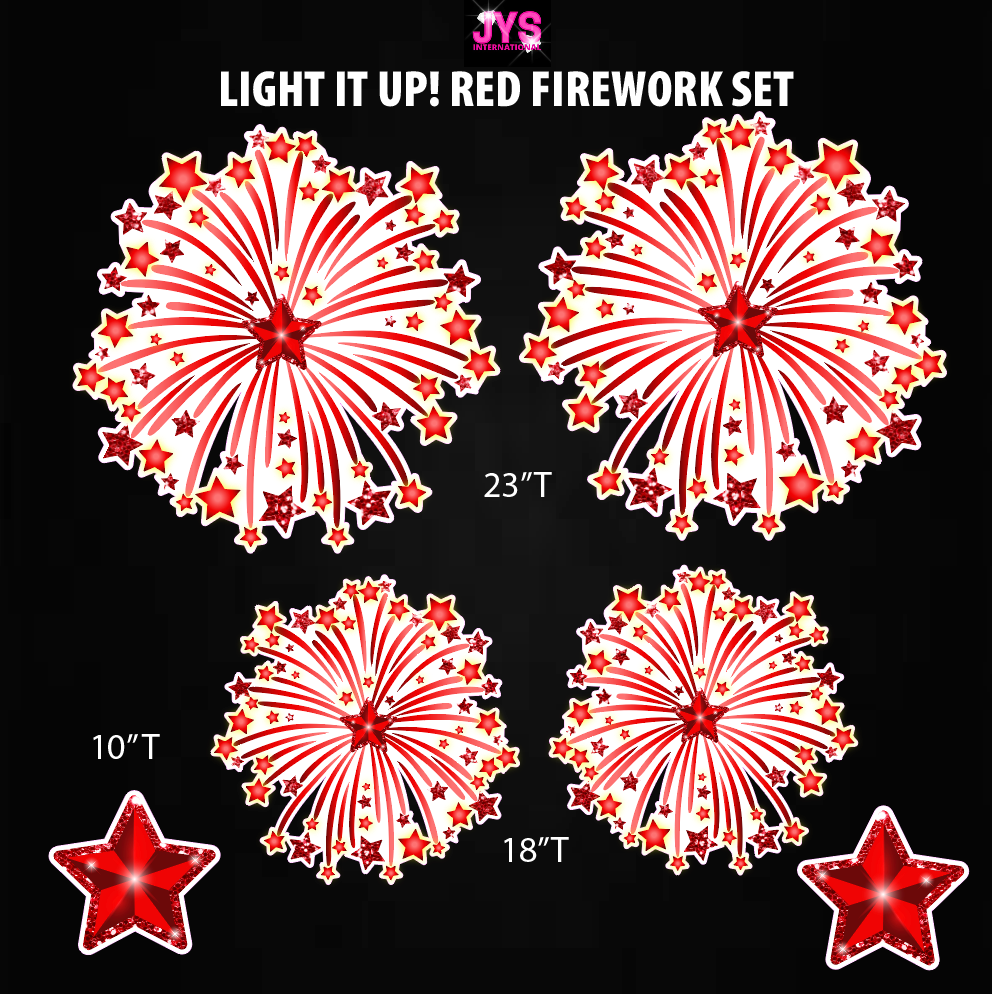 LIGHT IT UP! RED FIREWORKS: HALF SHEET - Yard Card Signs by JYS International