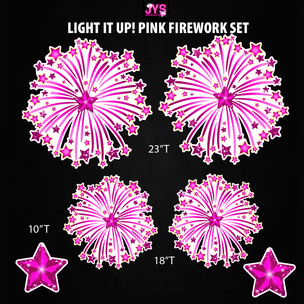 LIGHT IT UP! PINK FIREWORKS: HALF SHEET - Yard Card Signs by JYS International