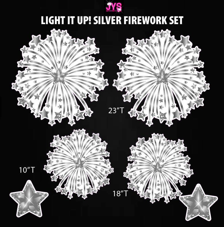 LIGHT IT UP! SILVER FIREWORKS: HALF SHEET - Yard Card Signs by JYS International