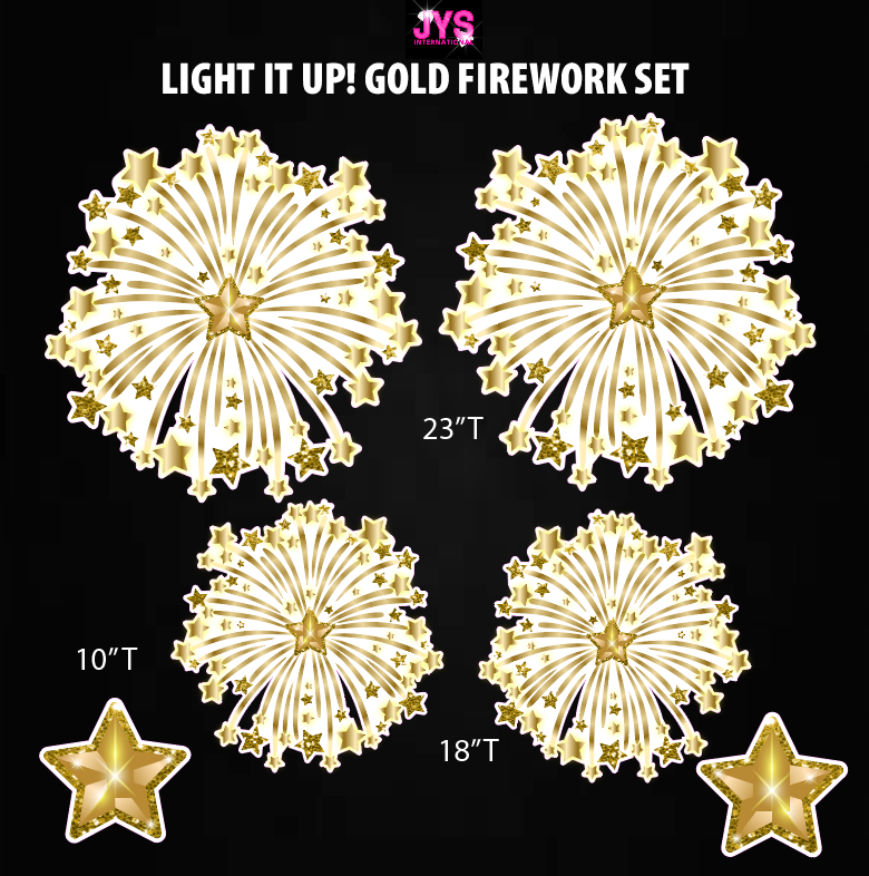 LIGHT IT UP! GOLD FIREWORKS: HALF SHEET - Yard Card Signs by JYS International