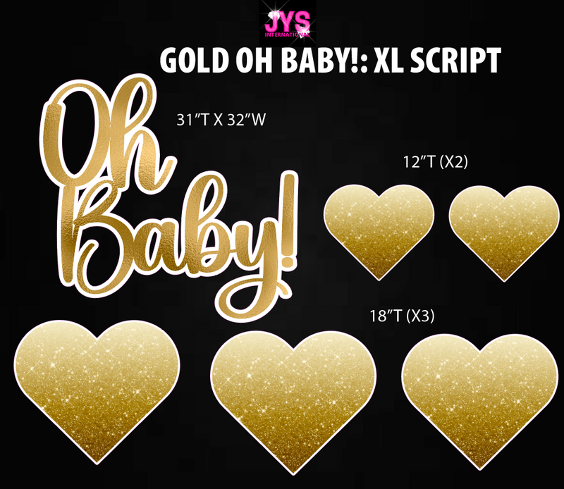 OH BABY! XL SCRIPT: HALF SHEET (MULTIPLE COLORS) - Yard Card Signs by JYS International