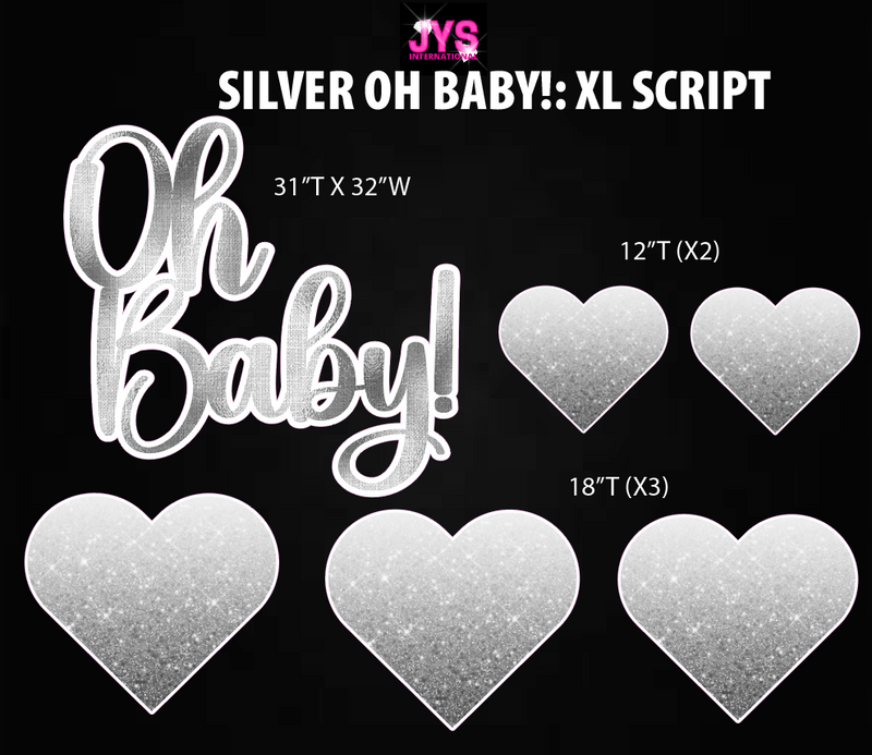 OH BABY! XL SCRIPT: HALF SHEET (MULTIPLE COLORS) - Yard Card Signs by JYS International