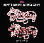 XL HBD FANCY SCRIPT: HALF SHEET (MULTIPLE COLORS) - Yard Card Signs by JYS International