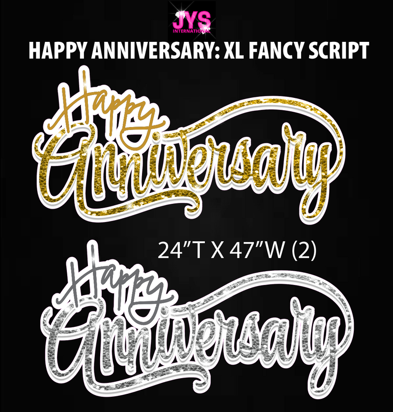 XL ANNIVERSARY FANCY SCRIPT: HALF SHEET (MULTIPLE COLORS) - Yard Card Signs by JYS International