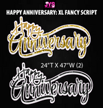 XL ANNIVERSARY FANCY SCRIPT: HALF SHEET (MULTIPLE COLORS) - Yard Card Signs by JYS International