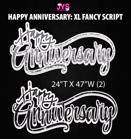 XL ANNIVERSARY FANCY SCRIPT: HALF SHEET (MULTIPLE COLORS) - Yard Card Signs by JYS International