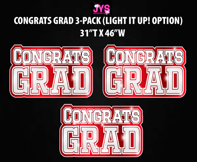 CONGRATS GRAD CENTERPIECE 3 PACK: Multiple Colors - Yard Card Signs by JYS International