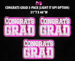 CONGRATS GRAD CENTERPIECE 3 PACK: Multiple Colors - Yard Card Signs by JYS International