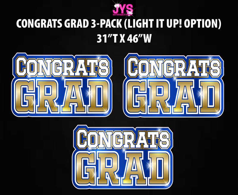 CONGRATS GRAD CENTERPIECE 3 PACK: Multiple Colors - Yard Card Signs by JYS International