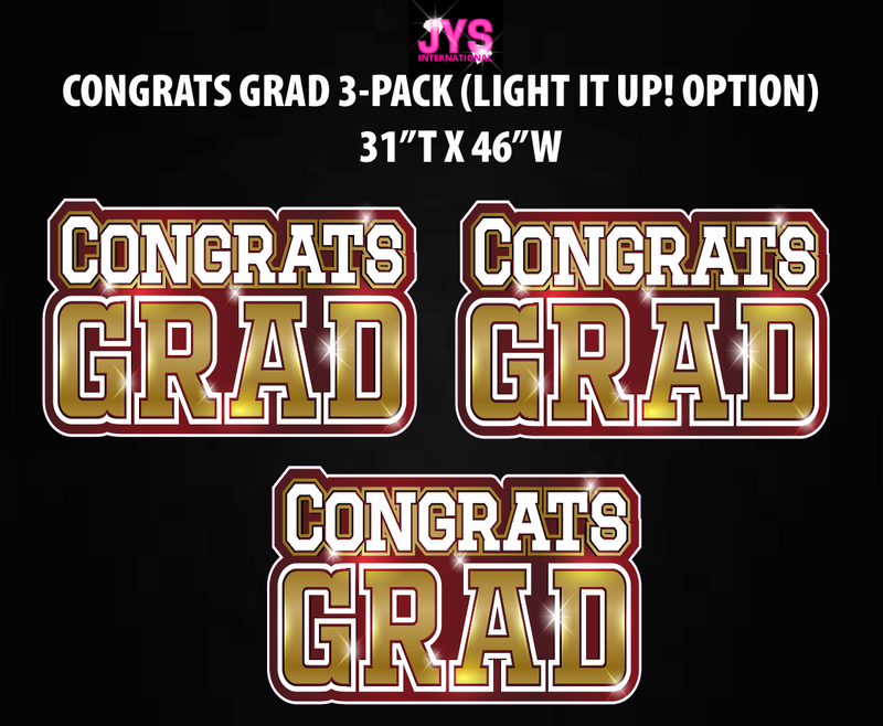 CONGRATS GRAD CENTERPIECE 3 PACK: Multiple Colors - Yard Card Signs by JYS International