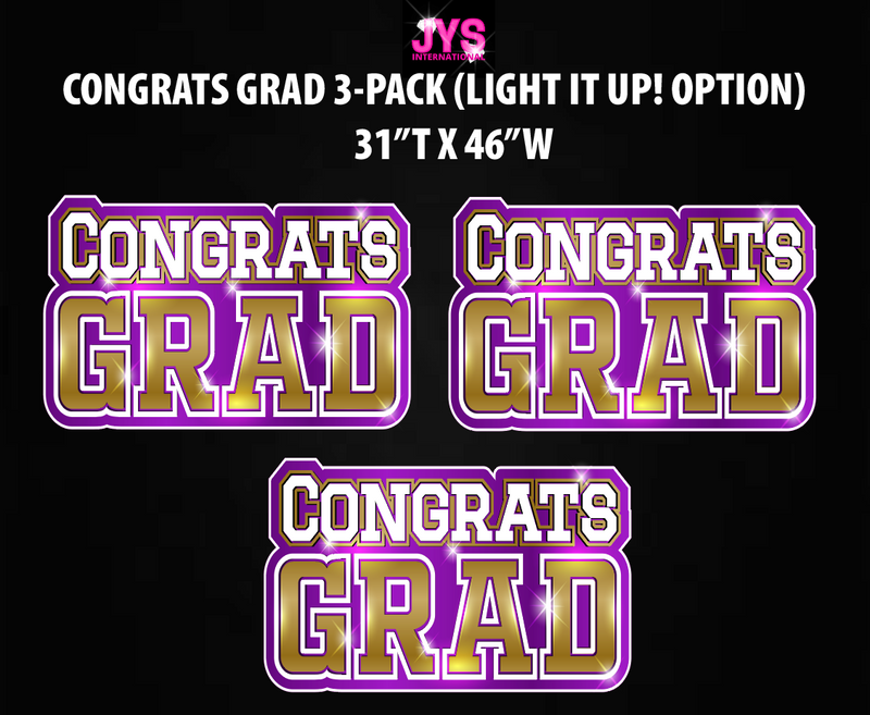 CONGRATS GRAD CENTERPIECE 3 PACK: Multiple Colors - Yard Card Signs by JYS International