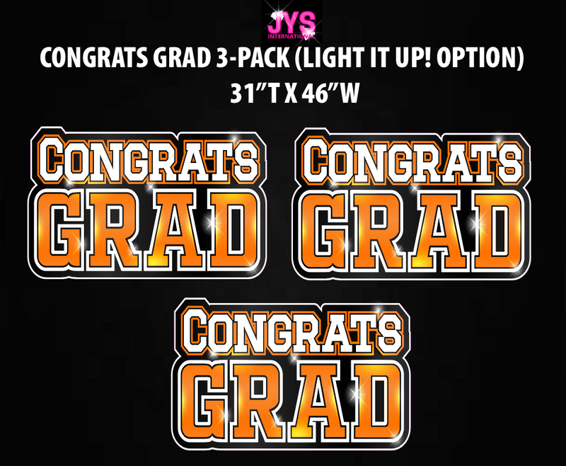 CONGRATS GRAD CENTERPIECE 3 PACK: Multiple Colors - Yard Card Signs by JYS International