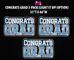 CONGRATS GRAD CENTERPIECE 3 PACK: Multiple Colors - Yard Card Signs by JYS International