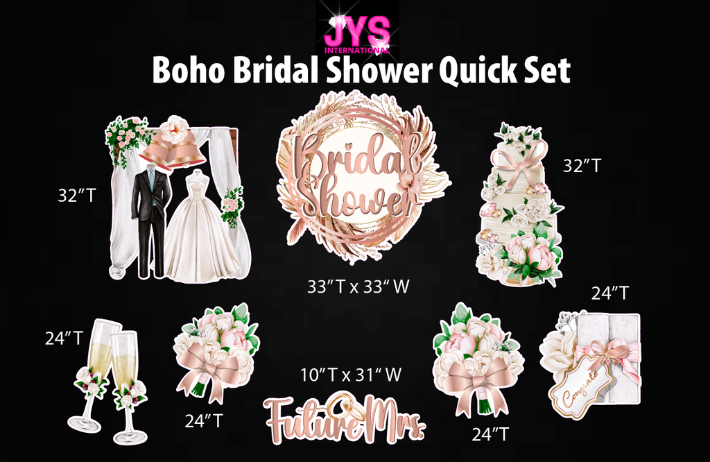 BOHO BRIDAL SHOWER QUICK SET - Yard Card Signs by JYS International