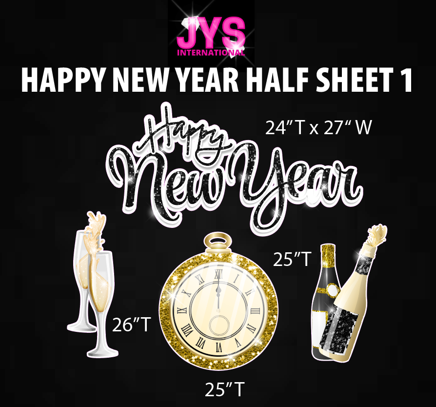 HAPPY NEW YEAR: HALF SHEET 1 - Yard Card Signs by JYS International