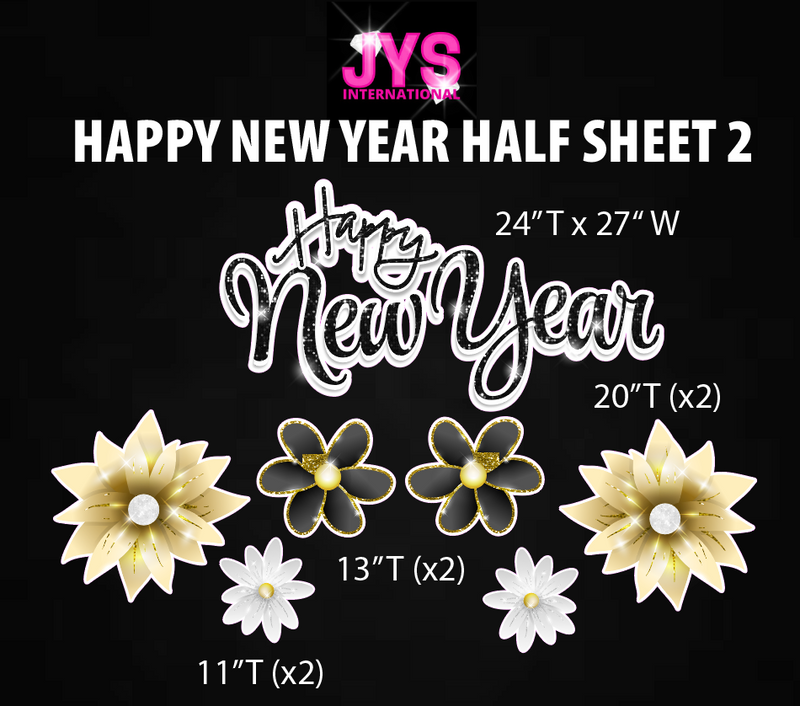 HAPPY NEW YEAR: HALF SHEET 2 - Yard Card Signs by JYS International