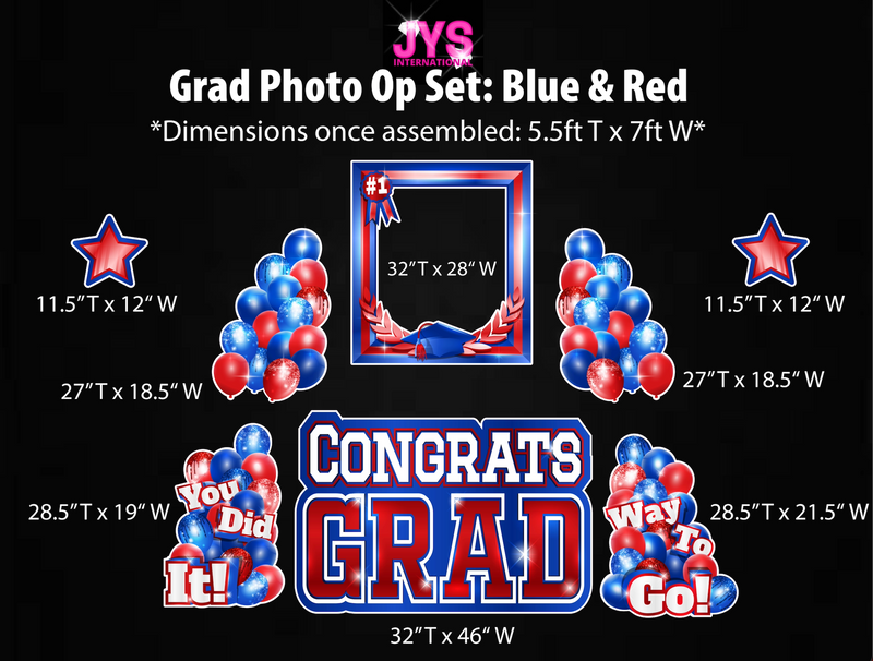 CONGRATS GRAD PHOTO OP SET: RED & BLUE - Yard Card Signs by JYS International