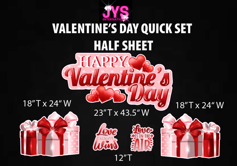 RED VALENTINE'S DAY HALF QUICK SET - Yard Card Signs by JYS International