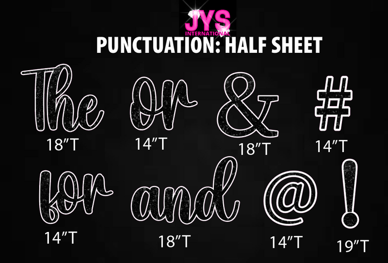 PUNCTUATION HALF SHEET.BLACK GLITTER - Yard Card Signs by JYS International