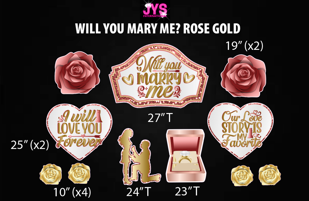 WILL YOU MARRY ME? QUICK SET: ROSE GOLD - Yard Card Signs by JYS International