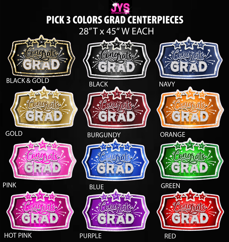 PICK 3 COLORS: CONGRATS GRAD CENTERPIECE SET - Yard Card Signs by JYS International