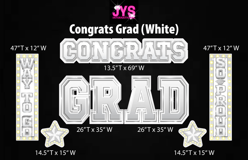 CONGRATS GRAD: WHITE - Yard Card Signs by JYS International