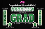 CONGRATS GRAD: GREEN & WHITE - Yard Card Signs by JYS International