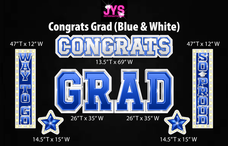 CONGRATS GRAD: BLUE & WHITE - Yard Card Signs by JYS International