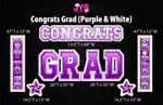 CONGRATS GRAD: PURPLE & WHITE - Yard Card Signs by JYS International