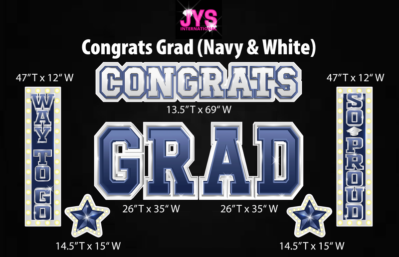 CONGRATS GRAD: NAVY - Yard Card Signs by JYS International