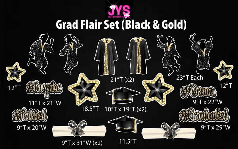 GRAD FLAIR: BLACK & GOLD - Yard Card Signs by JYS International