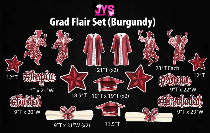 GRAD FLAIR: BURGUNDY - Yard Card Signs by JYS International