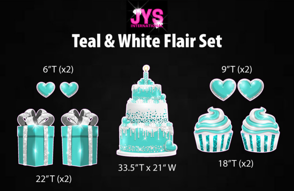 TEAL & WHITE: FLAIR HALF SHEET - Yard Card Signs by JYS International