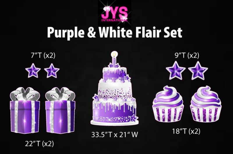 PURPLE & WHITE: FLAIR HALF SHEET - Yard Card Signs by JYS International