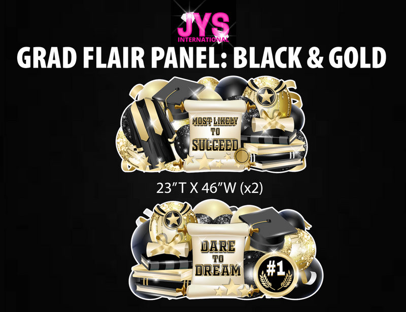 GRAD PANELS: BLACK & GOLD - Yard Card Signs by JYS International