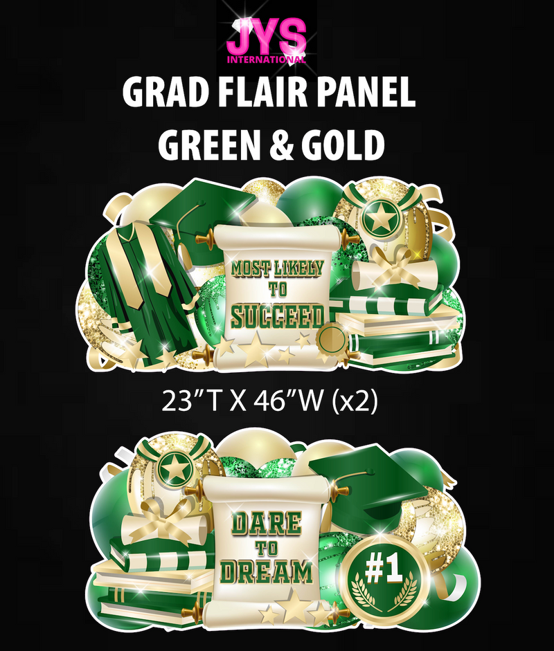 GRAD PANELS: GREEN & GOLD - Yard Card Signs by JYS International