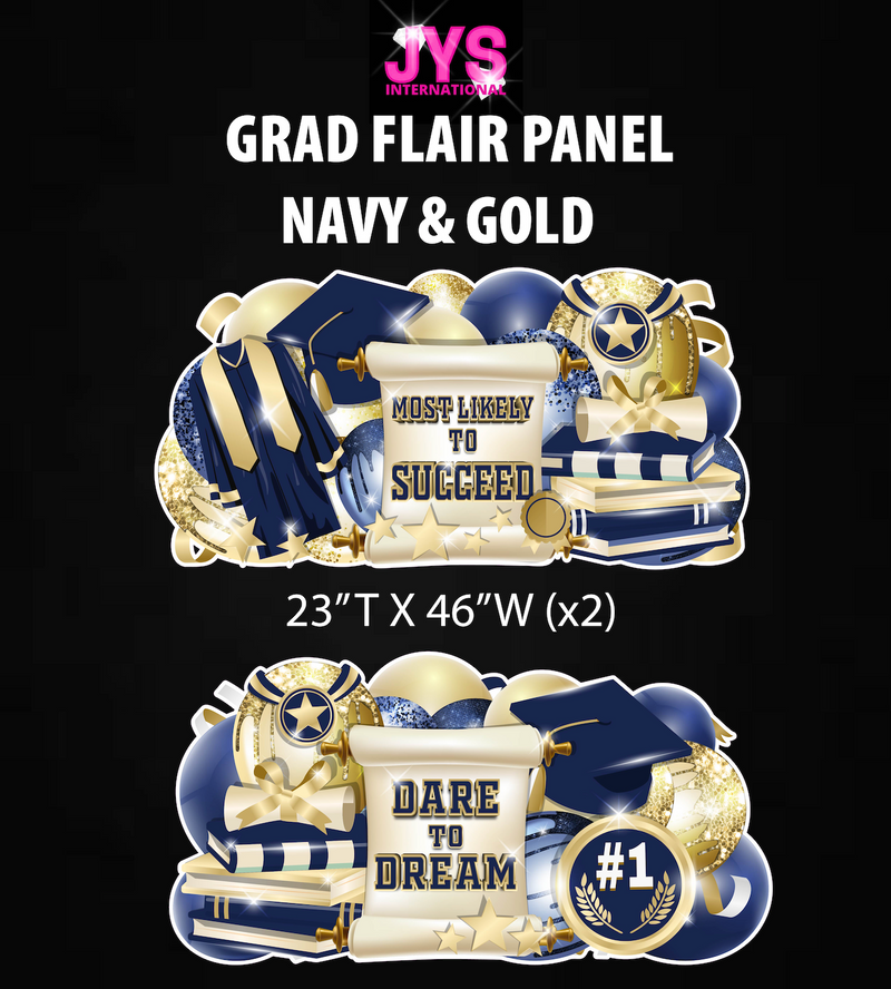 GRAD PANELS: NAVY & GOLD - Yard Card Signs by JYS International