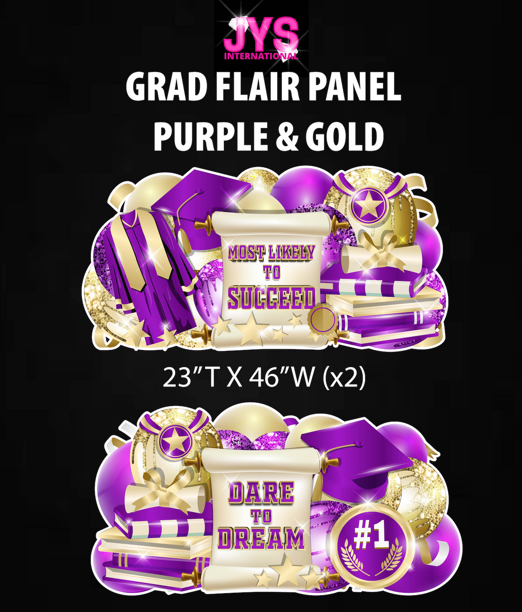 GRAD PANELS: PURPLE & GOLD - Yard Card Signs by JYS International