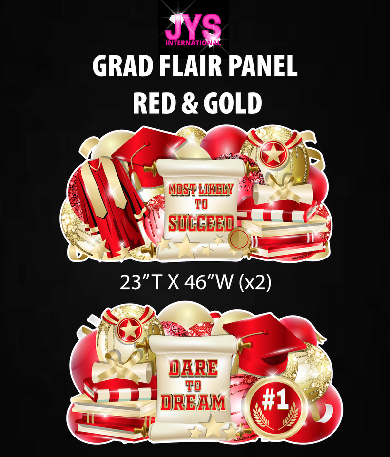 GRAD PANELS: RED & GOLD - Yard Card Signs by JYS International