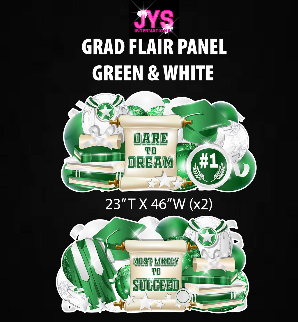 GRAD PANELS: GREEN & WHITE - Yard Card Signs by JYS International